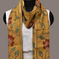 Yellow Kalamkari Hand Painted Sico Stole with Floral Design - Global Threads | Swadesiicart