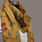 Yellow Kalamkari Hand Painted Sico Stole with Floral Design - Global Threads | Swadesiicart