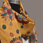 Yellow Kalamkari Hand Painted Woolen Handloom Stole with Floral Design - Global Threads | Swadesiicart