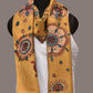 Yellow Kalamkari Hand Painted Woolen Handloom Stole with Floral Design - Global Threads | Swadesiicart