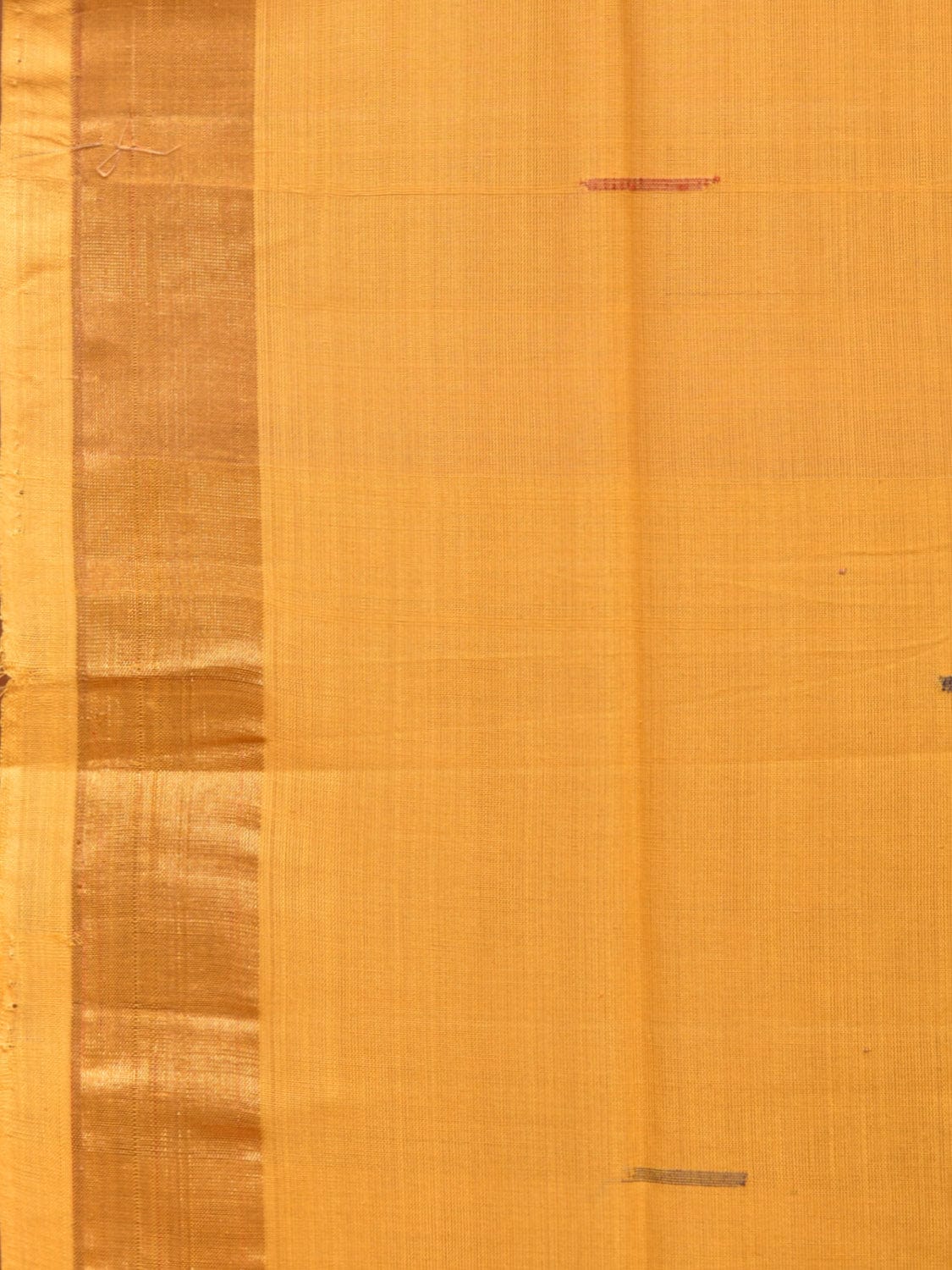 Yellow Khadi Cotton Handloom Saree with Buta and Strip Pallu Design - Global Threads | Swadesiicart