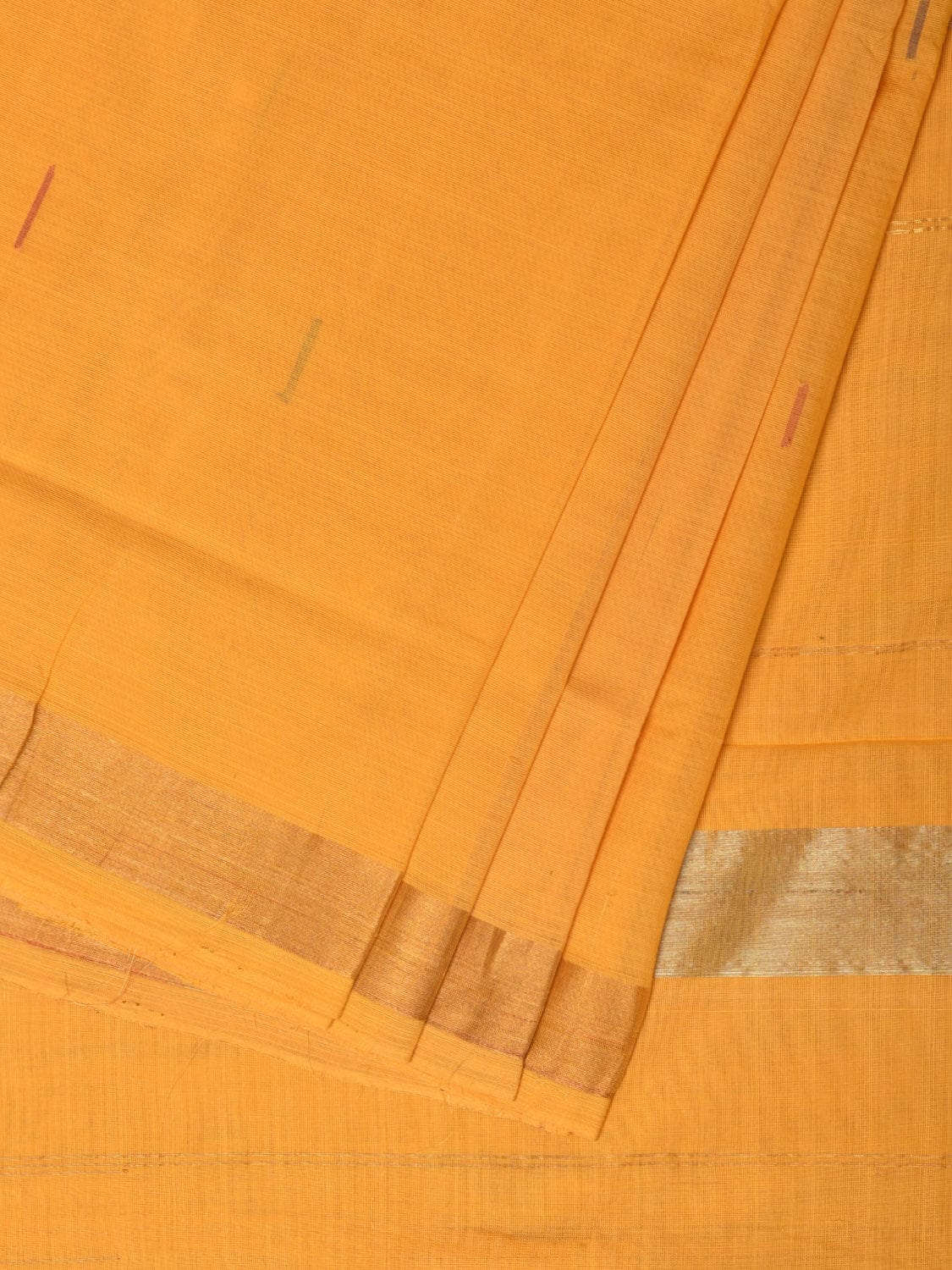 Yellow Khadi Cotton Handloom Saree with Buta and Strip Pallu Design - Global Threads | Swadesiicart