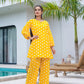 Yufta Yellow Polka Dot Print Top And Trouser Co Ord Set - Swadesiicart