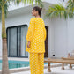 Yufta Yellow Polka Dot Print Top And Trouser Co Ord Set - Swadesiicart