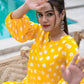 Yufta Yellow Polka Dot Print Top And Trouser Co Ord Set - Swadesiicart
