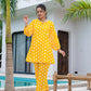 Yufta Yellow Polka Dot Print Top And Trouser Co Ord Set - Swadesiicart