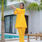 Yufta Yellow Polka Dot Print Top And Trouser Co Ord Set - Swadesiicart