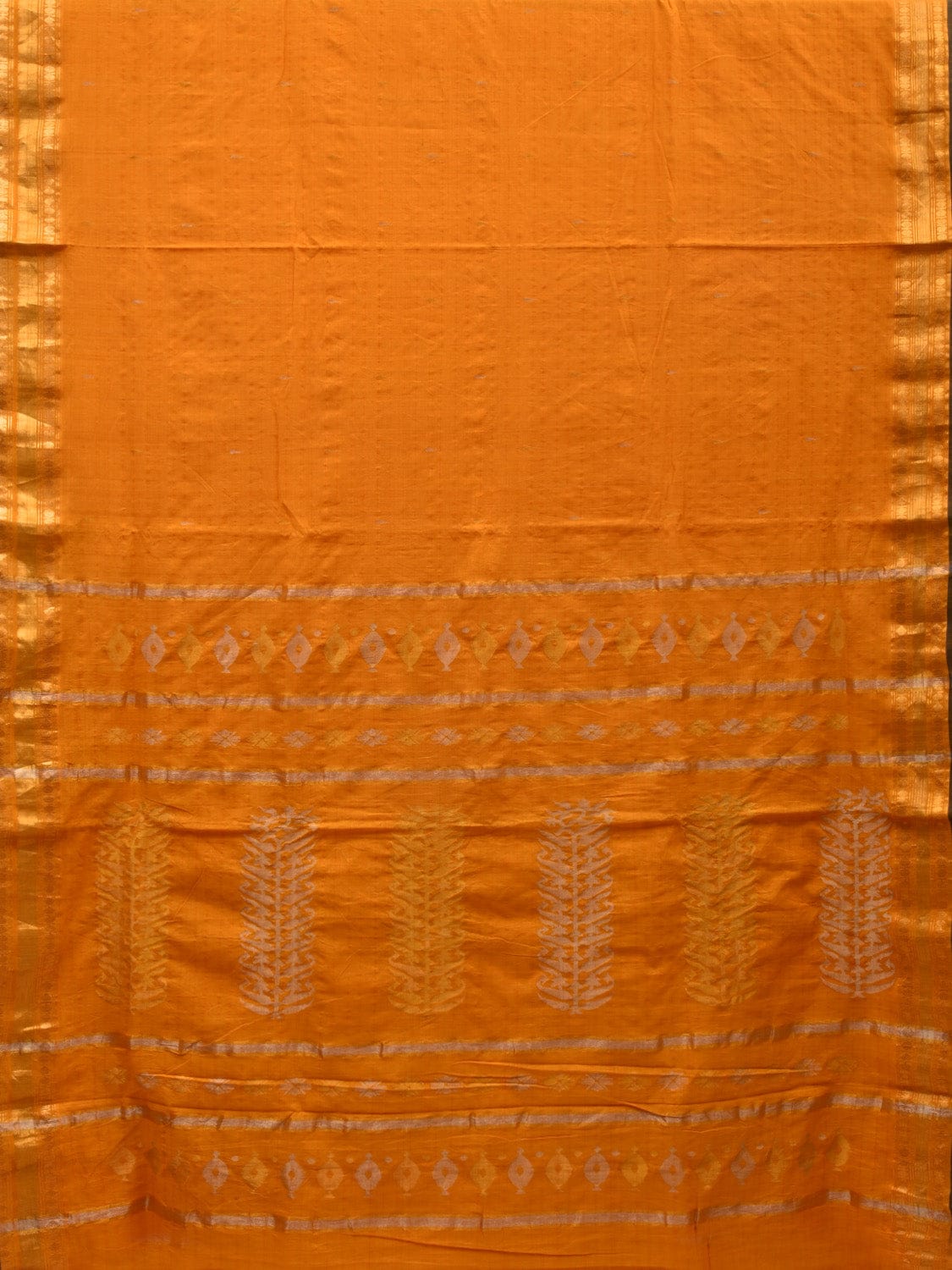 Yellow Uppada Cotton Handloom Saree with Karpur Pallu Design - Global Threads | Swadesiicart