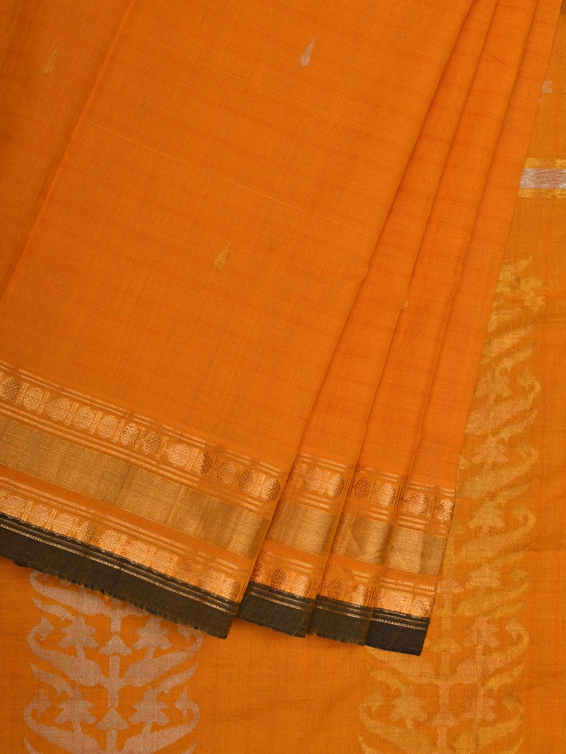 Yellow Uppada Cotton Handloom Saree with Karpur Pallu Design - Global Threads | Swadesiicart