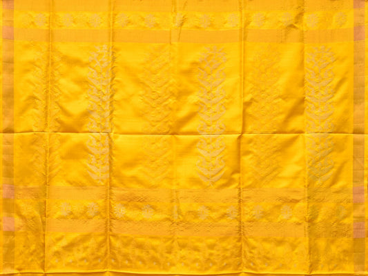 Yellow Uppada Silk Handloom Saree with Karpur Pallu Design - Global Threads | Swadesiicart