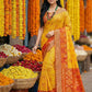 Anaita Yellow Pochampally Silk Woven Saree With Blouse