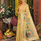 Anaita Yellow Linen Cotton Woven Saree With Blouse
