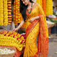 Anaita Yellow Pochampally Silk Woven Saree With Blouse