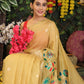 Anaita Yellow Linen Cotton Woven Saree With Blouse
