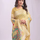 Anaita Yellow Linen Cotton Woven Saree With Blouse