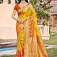 Anaita Yellow Silk Saree With Blouse Piece