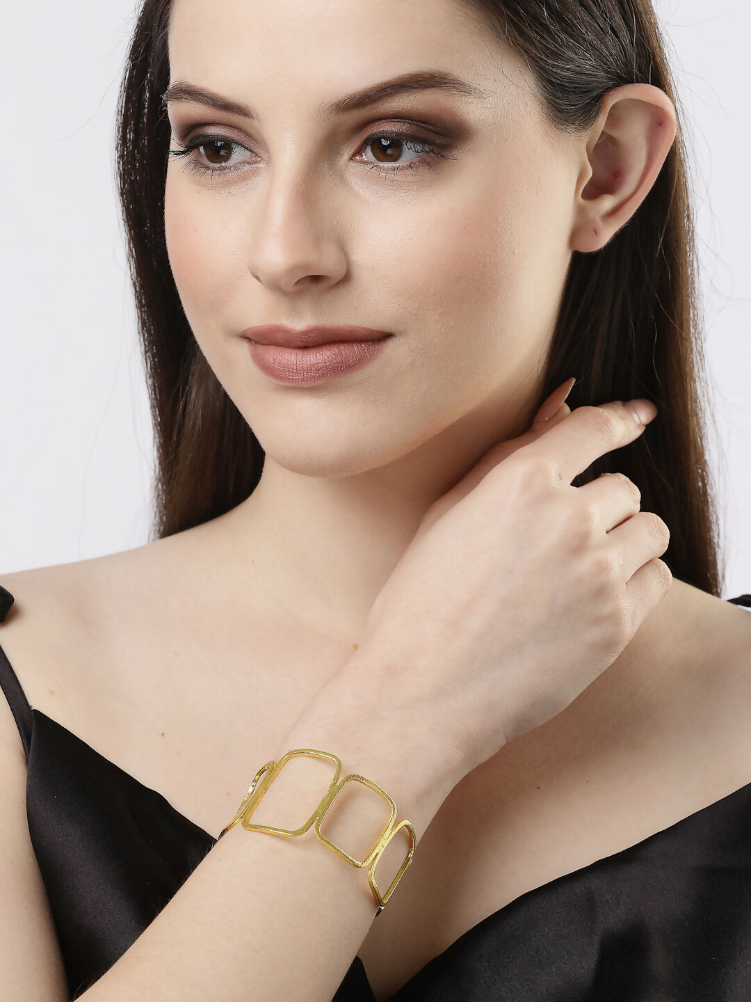 NVR Women Gold-Polished Western Cuff Bracelet - Swadesiicart