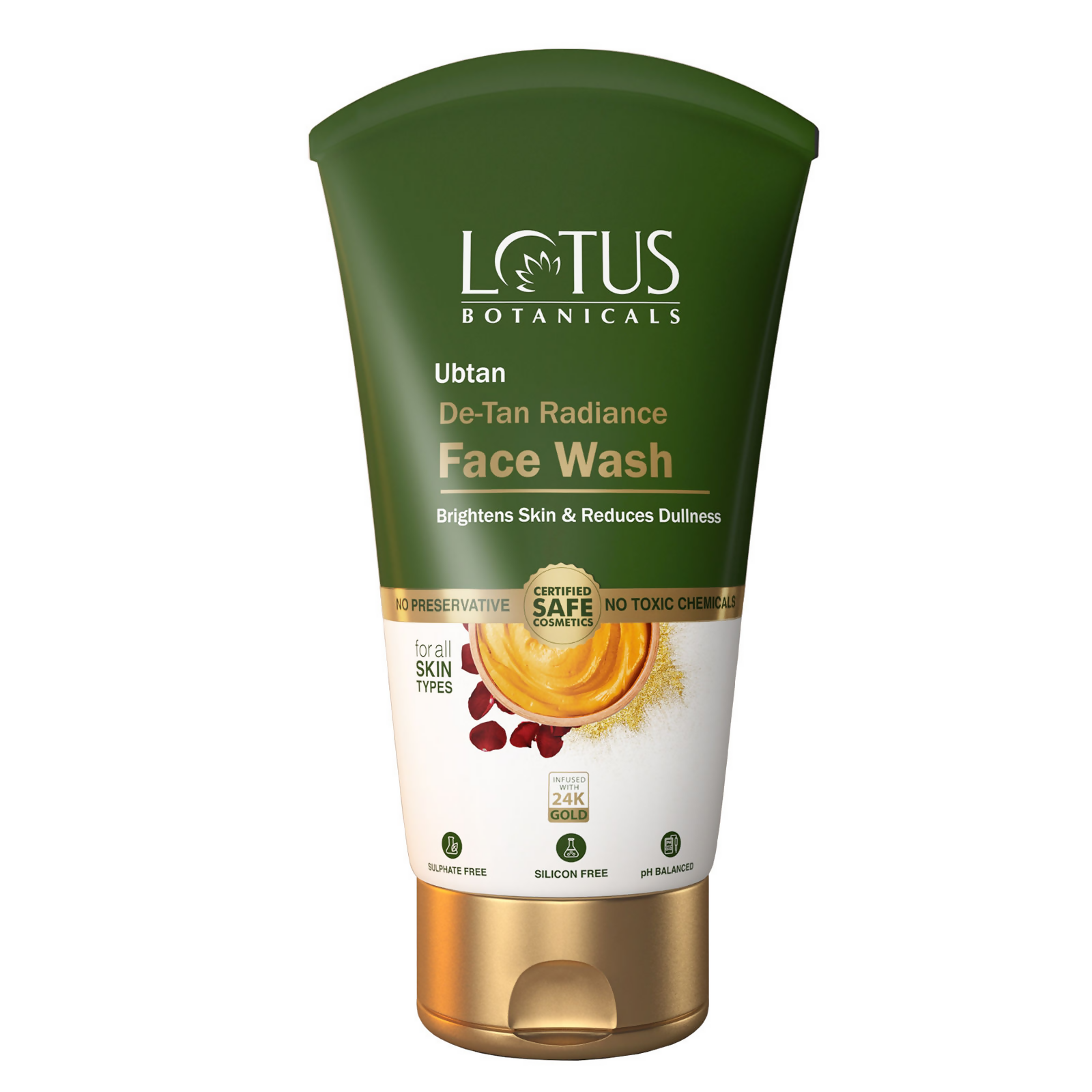 Lotus Botanicals Ubtan De-Tan Radiance Face Wash Infused with 24K Gold Rejuvenated Skin - Swadesiicart