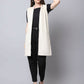 Even Apparels White Polywool Open Front Corduroy Women's Long Coat | Swadesiicart