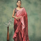 Pink Satin Solid Designer, Printed Party Wear Ready To Wear Saree - Nasreen | Swadesiicart
