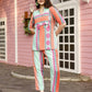 Orange & Blue Rayon Geometric Printed Top with Matching Bottom - Eesha - Swadesiicart