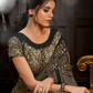 Dark Cream Satin Georgetteresham , Cord And Sequins Embroidery, Frill Details Saree - Norita Hit - Swadesiicart
