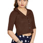 Aastha Fashion Women's Women's Coffee Art Silk Button Readymade Blouse