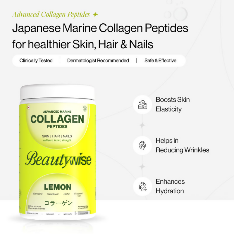 Beautywise Advanced Marine Collagen Peptides Powder - Lemon | Swadesiicart