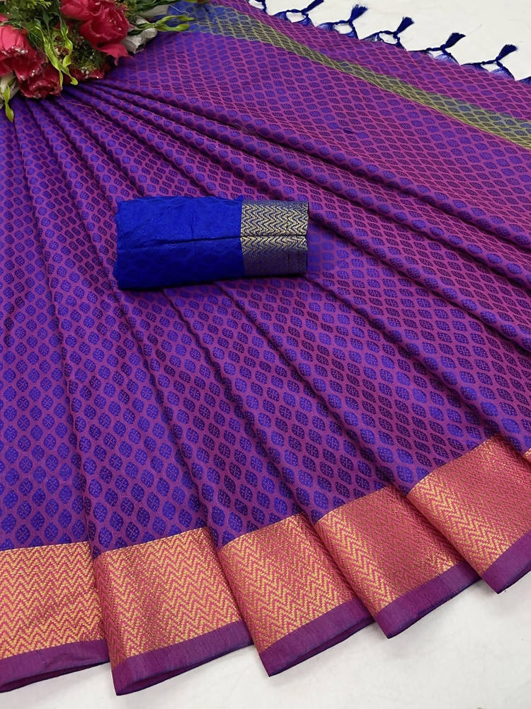 Vamika Banarasi Jacquard Weaving Purple Saree | Swadesiicart