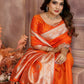 Anaita Dark Orange Banarasi Silk With Beautiful Gala Weaving Saree With Blouse | Swadesiicart