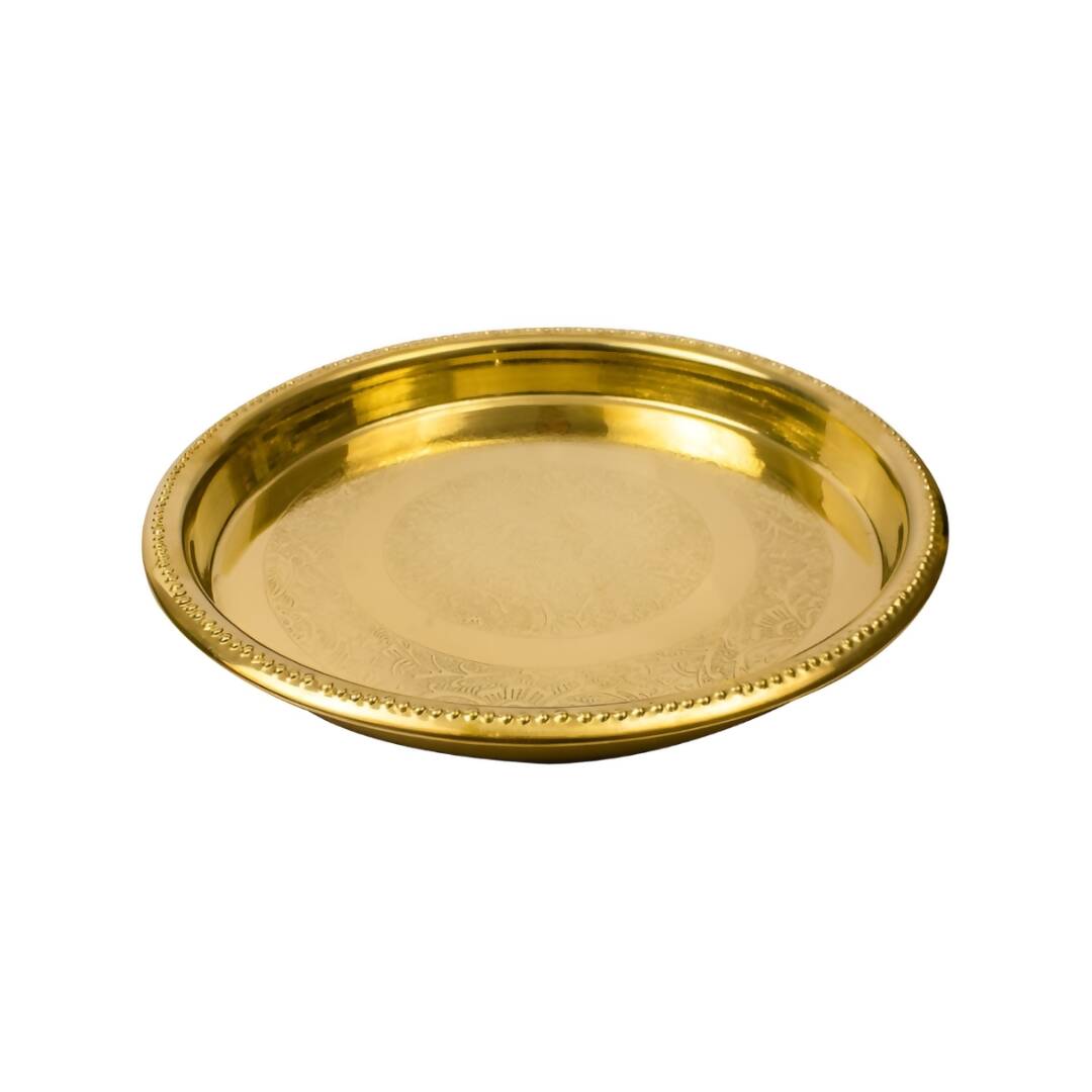 Spillbox Gold-Toned Brass Petal Thalli Round Pooja Essential | Swadesiicart