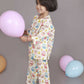 Breathables Wine Cotton Camel Print Night Suit For Kids