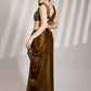 Brown Burberry Organza Solid Fancy Designer Saree - Nafisa
