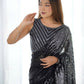 Black Georgette Designer Sequence Embroidery Work Saree - Radhe