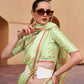 Sprout Green Pure Satin Zari Weaving Wedding Festive Saree - Emponline | Swadesiicart