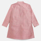 Ahalyaa Rose Gold Poly Silk Gold Print Kids Kurta Churidar Set For Boys | Swadesiicart
