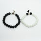 NVR Men & Women Set of 2 Black & White Onyx Handcrafted Elasticated Bracelet - Swadesiicart