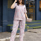 Pink Rayon Paisley Printed Top with Matching Bottom - Eesha - Swadesiicart