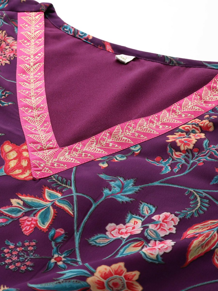 Ahalyaa Women's Traditional wear Kurta Set - Purple | Swadesiicart