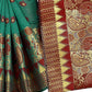 Vamika Banarasi Jaquard Rama Green & Red Weaving Saree | Swadesiicart