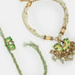 NVR Women & Men Set of 2 Green Lotus Shape Kundan-Studded & Beaded Handcrafted Wraparound Rakhi Set With Roli Chawal | Swadesiicart