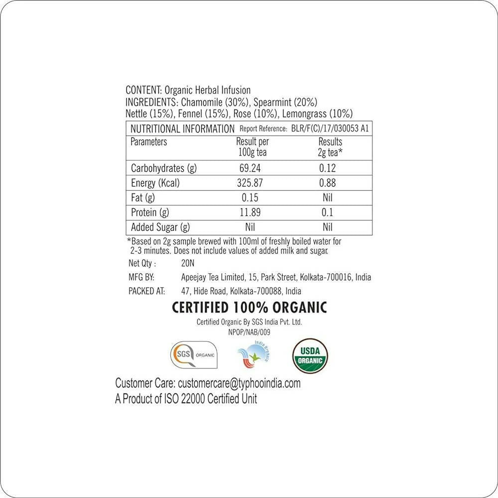 Typhoo Relaxing Organic Night Time Tea Bags - Swadesiicart