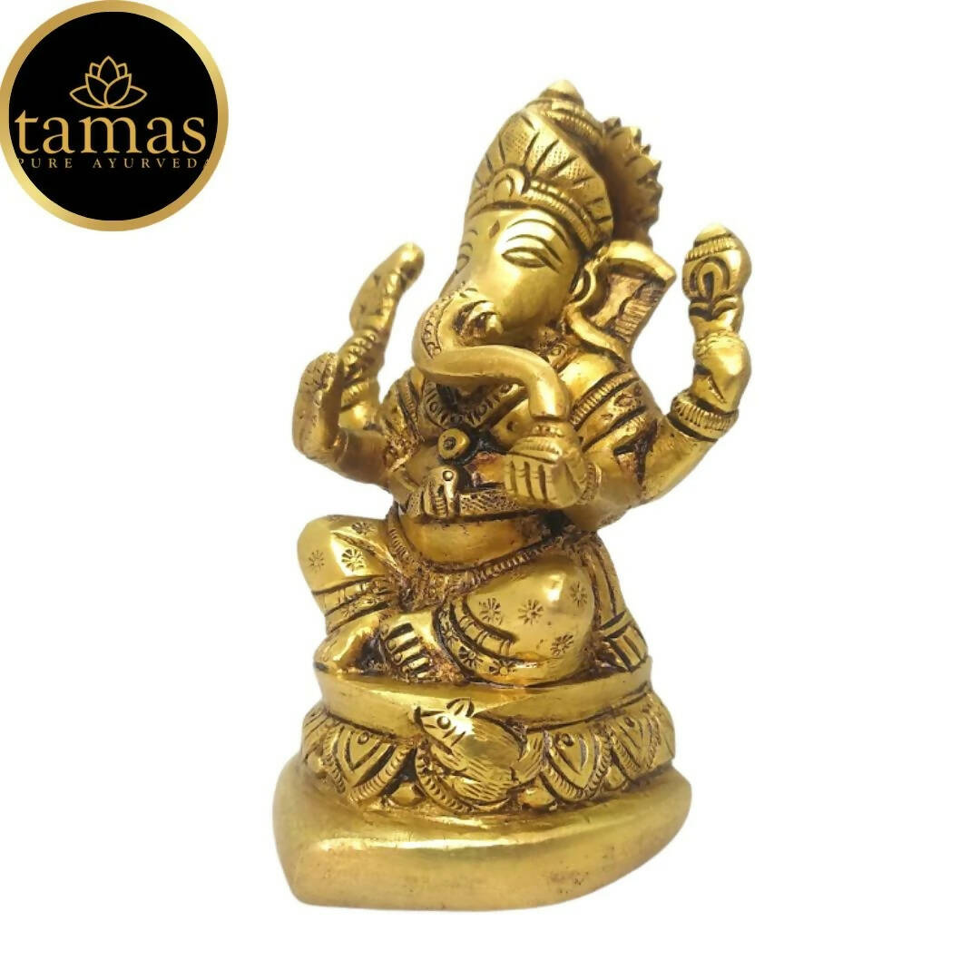 Tamas Brass Handmade Ganesh Statue | Good Luck & Prosperity | Golden - Swadesiicart