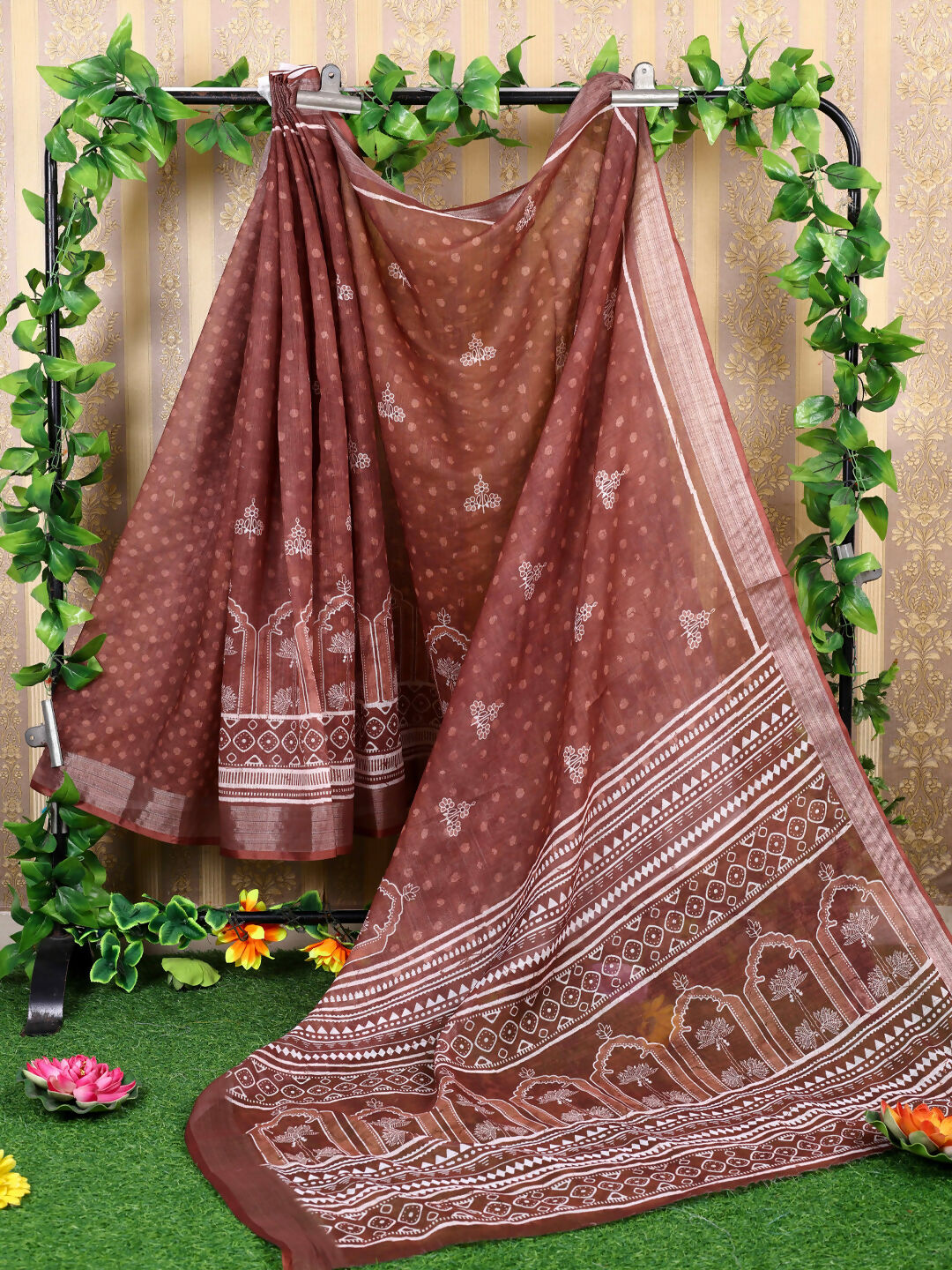 Shree Shyam Fashion Cotton Brown Saree