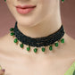 NVR Women's Green Artificial Beads Layered Necklace with Drop Earring - Swadesiicart