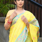 Beatitude Yellow Slub Cotton Floral Jamdani Saree