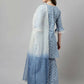 FIORRA Women's Sky Blue Pure Cotton A-Line Kurta & Sharara With Dupatta - Swadesiicart