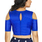 Aastha Fashion Women's Blue Art Silk Cold Shoulder Sleeve Readymade Blouse