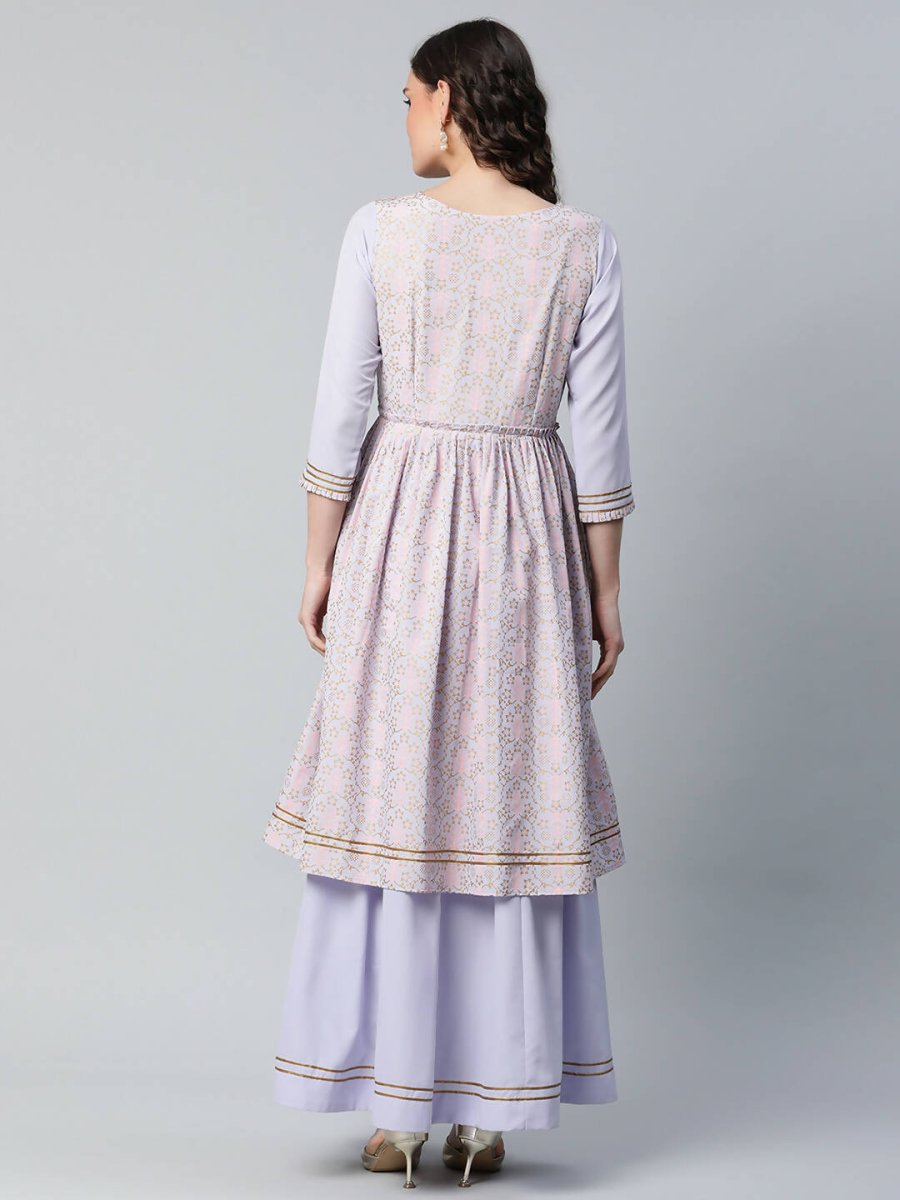 Ahalyaa Womens Powder Blue Crepe Floral Dress | Swadesiicart