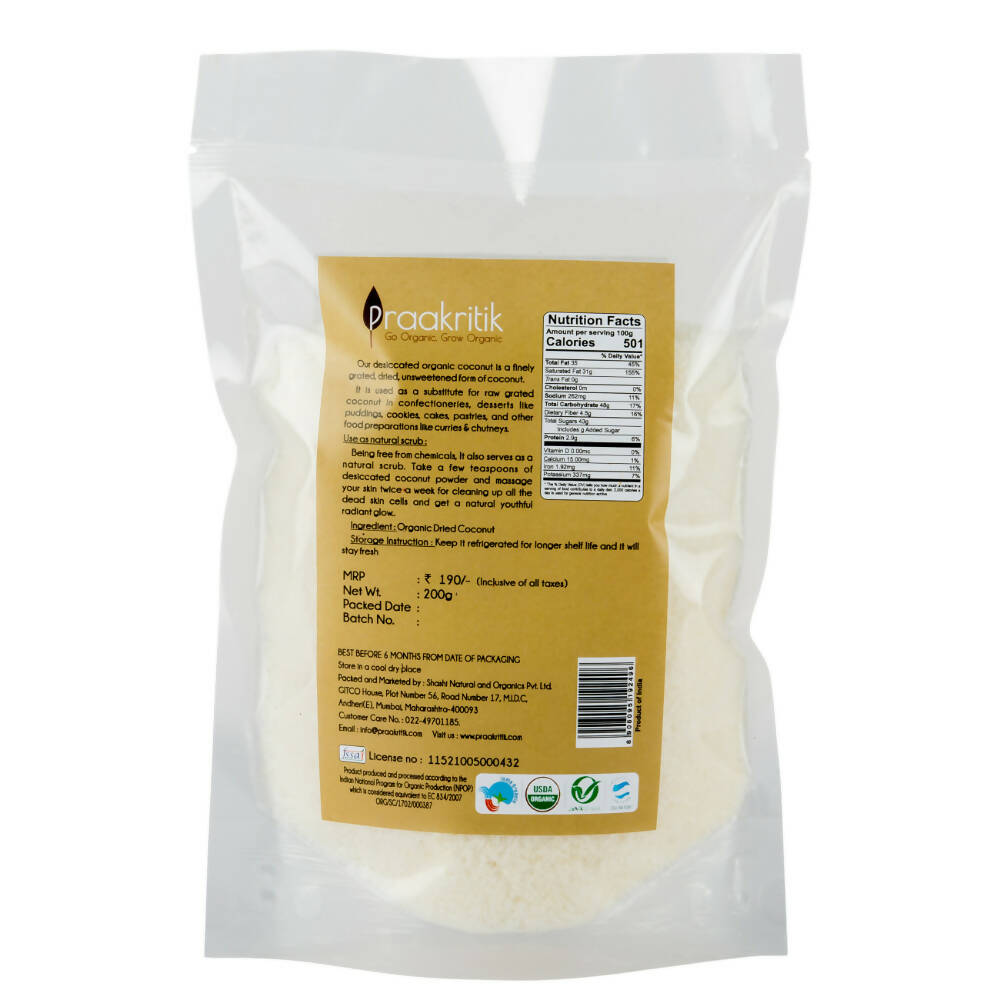 Praakritik Organic Dessicated Coconut Powder - Swadesiicart